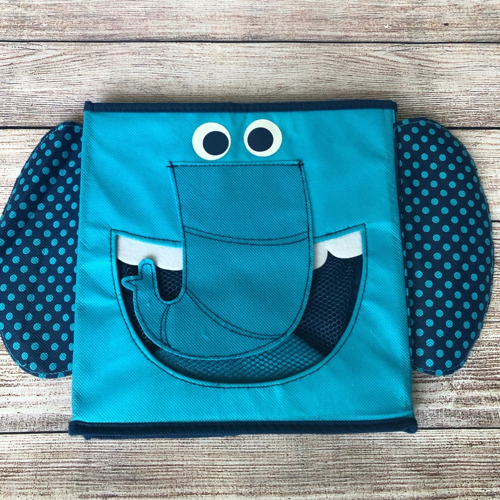 Blue Elephant Canvas Bin Kids Storage Organization